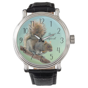 Montre Mens Watercolor Wildlife Grey Squirel Watch