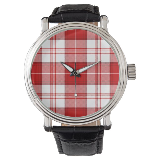 Montre Menzies tartan rouge blanc plaid (devant)