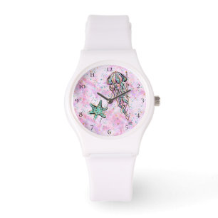 Montre Mer de méduses de poissons d'étoile d'art de