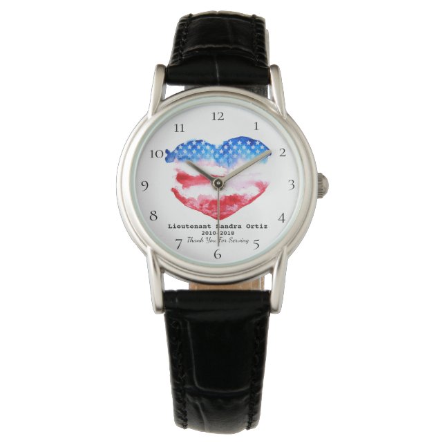 Montre *~* Mère militaire Vétérinaire Rouge Blanc Bleu Co (devant)