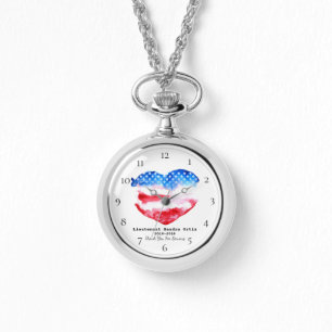 Montre *~* Mère Militaire Vétérinaire Rouge Blanc Bleu Co