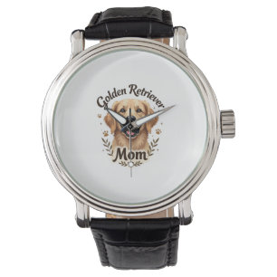 Montre Mère Retriever Doré Vintage Typographie pour Amour