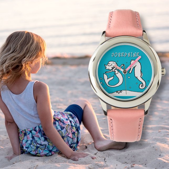 Montre Mermaid Seahorse Nom Modèle Enfants (Créateur téléchargé)