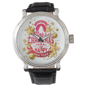Montre Merry Christmas and Happy New Year Typografy