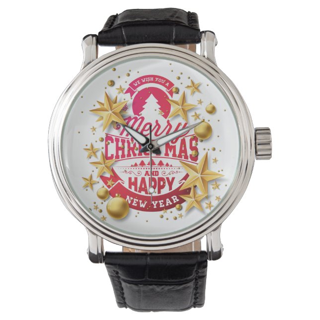 Montre Merry Christmas and Happy New Year Typografy (devant)