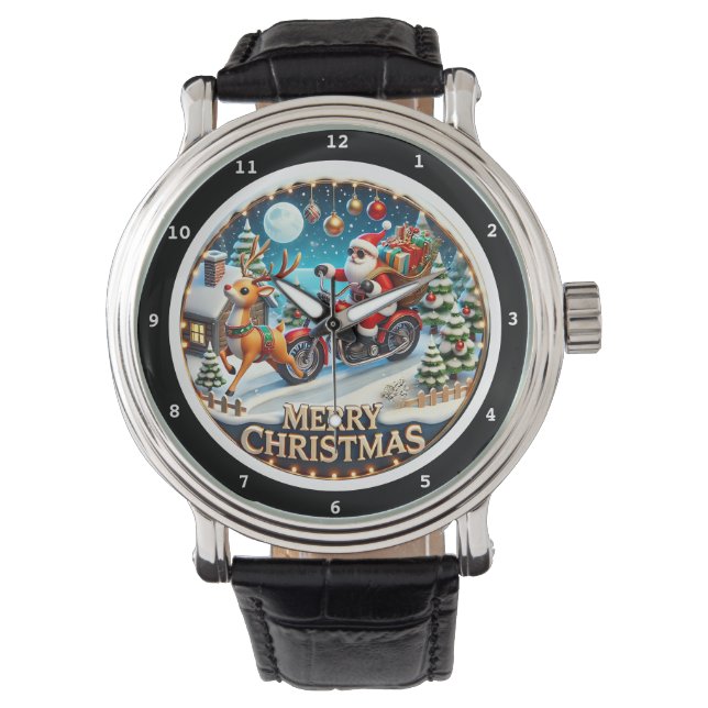 Montre Merry Christmas Santa on Motorcycle  (devant)