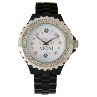 Montre Métal Noir Raffiné J'Aime Ma Super Maman