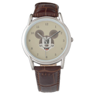Montre Mickey tendance   Tête rétro à rayures stylisées