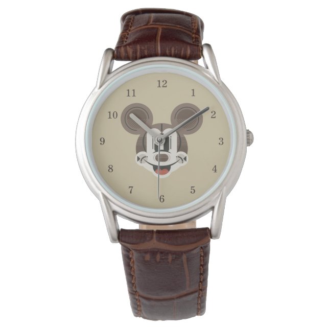 Montre Mickey tendance | Tête rétro à rayures stylisées (devant)