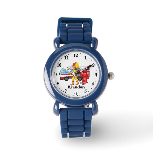 Montre mignon garçons Fireman ajouter un nom (Recto)