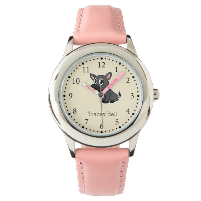 Montre Mignon petit âne gris crème (devant)
