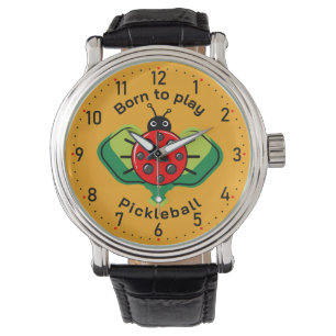 Montre 🐞 mignon pickleball ladybug orange