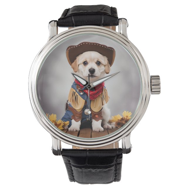 Montre Mignonne chien en costume de cowboy (devant)
