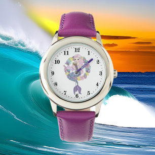 Montre mignonne fille de sirènes de plage