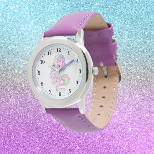Montre mignonne filles imaginaire licorne ajouter nom