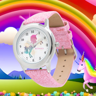 Montre mignonne filles imaginaire licorne ajouter nom Wat