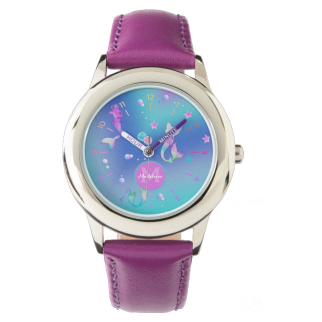 Montre Mignonne Girl rose Turquoise Moulins de mer Mer Mo (devant)