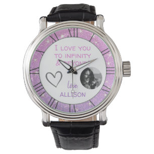 Montre Mignonne Je t'aime Message Modèle photo violet ros