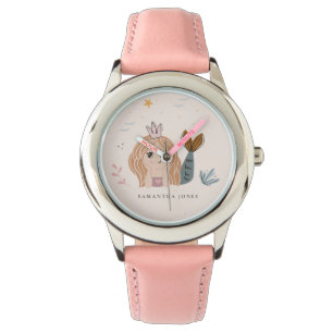Montre Mignonne Petite Maillot Sirène Aquarelle Fille