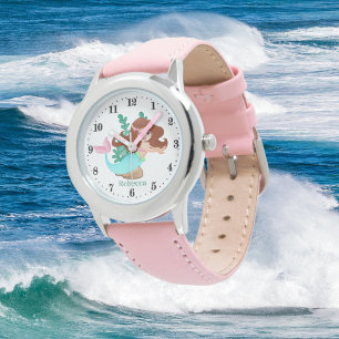 Montre mignonne plage sirène amoureux ajouter nom fille e