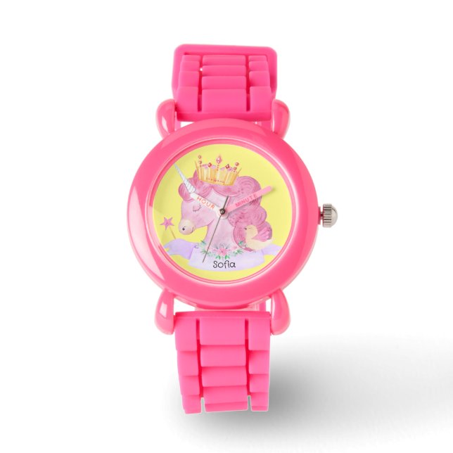 Montre 👑 mignonne Princesse Unicorn Nom personnalisé (Recto)