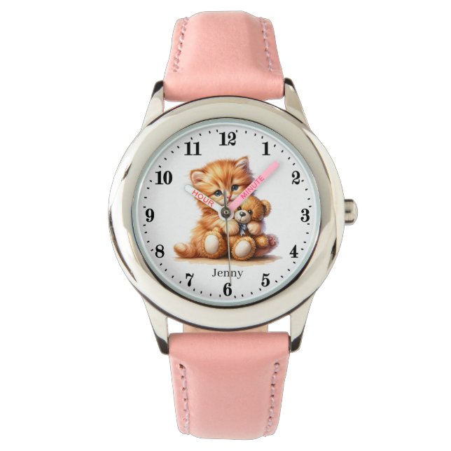 Montre Mignonnes filles amoureux de les chats ajouter un  (devant)