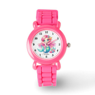 Montre Mignonnes filles mermaid amoureux ajouter le nom