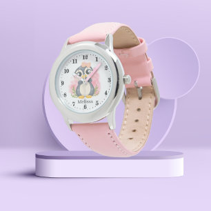 Montre mignonnes filles pingouins amoureux ajouter nom