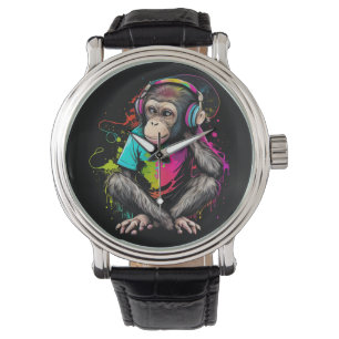 Montre Mignons Singe Écouter Musique, Musique Singe Obséd