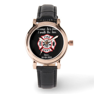 Montre Mince drapeau de pompier de la ligne rouge pour le