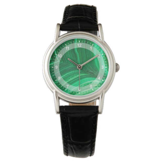 Montre Minéral malachite vert brillant (devant)