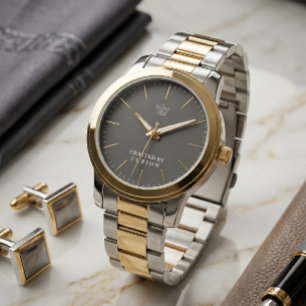 Montre minimaliste à cadran lisse bicolore