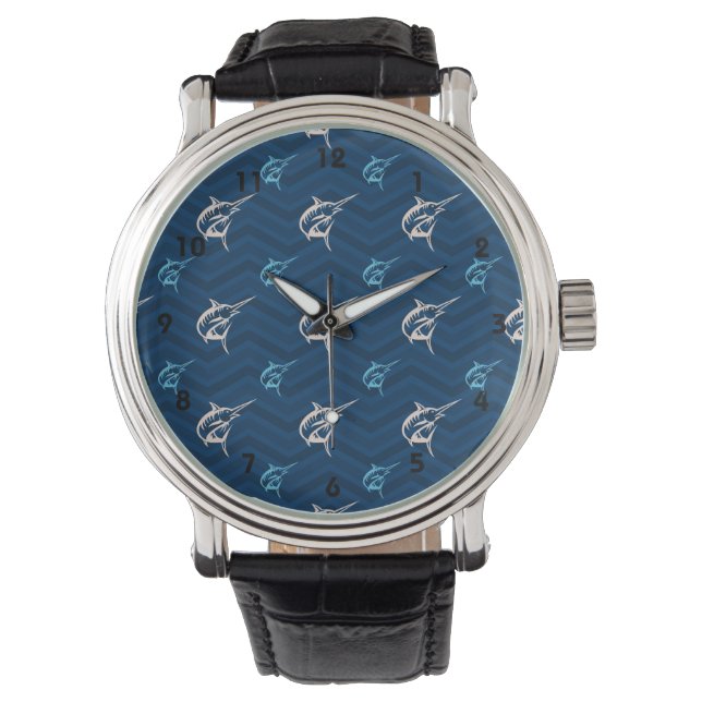 Montre Minuit, Sky Blue, Tan, Pêche d'eau salée Chevron (devant)