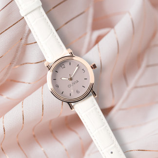 Montre Misty Pink Solid Color Custom Name Minimalist