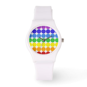 Montre Mod Pop Dots couleurs arc-en-ciel Blanc Sport Watc