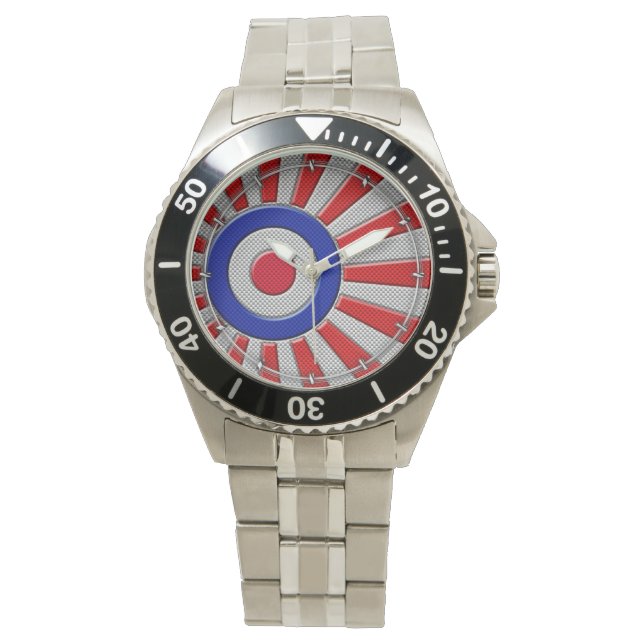 Montre Mod Roundel Sunburst asiatique en fibre de carbone (devant)