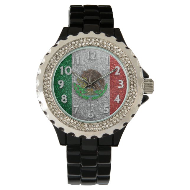 Montre Mode Parties scintillant mexicaine Drapeau de Mexi (devant)