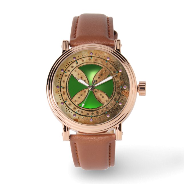 Montre MODÈLE ANTIQUE CROIX Green Emerald Gem (Recto)