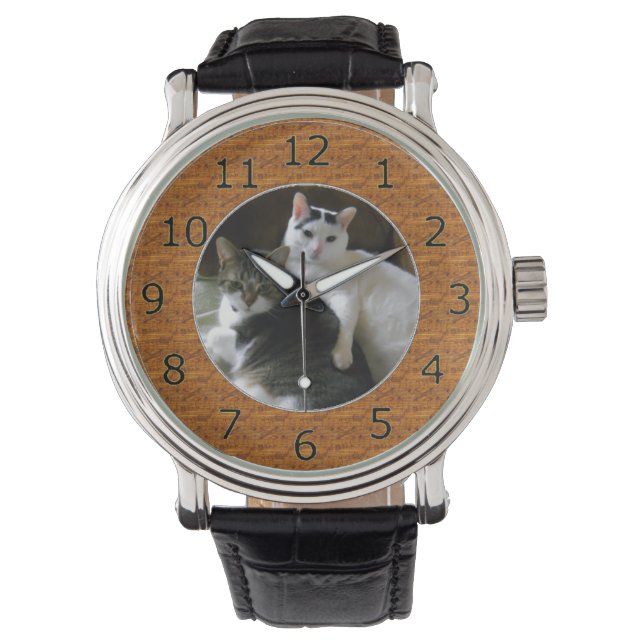 Montre Modèle De Cadre En Cercle De Bois Personnalisé Pou (devant)