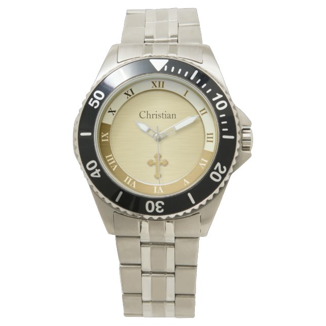 Montre Modèle de nom de croix métal or (devant)