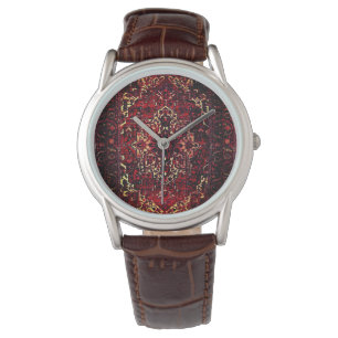 Montre Modèle de tapis oriental en rouge foncé