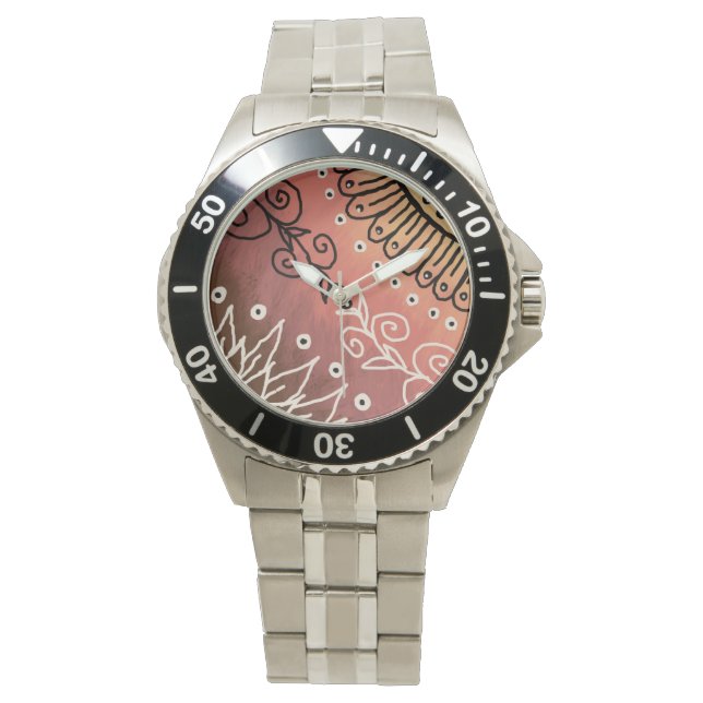 Montre Modèle Floral rouge (devant)