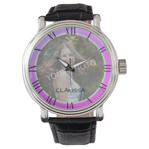 Montre Modèle photo Rainbow Gradience Cute Nom personnali