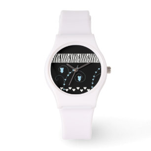 Montre Modèle Zèbre avec Coeurs
