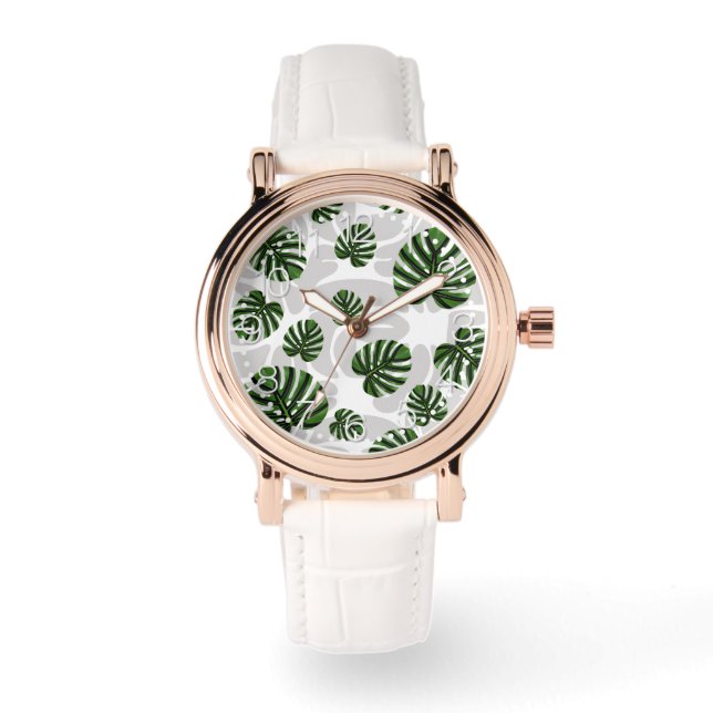 Montre Modern Boho Botanical Leaves Pattern (Recto)
