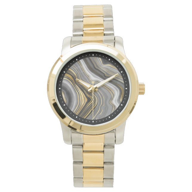 Montre Modern Gold & Gray Agate Geode Gemstone (devant)