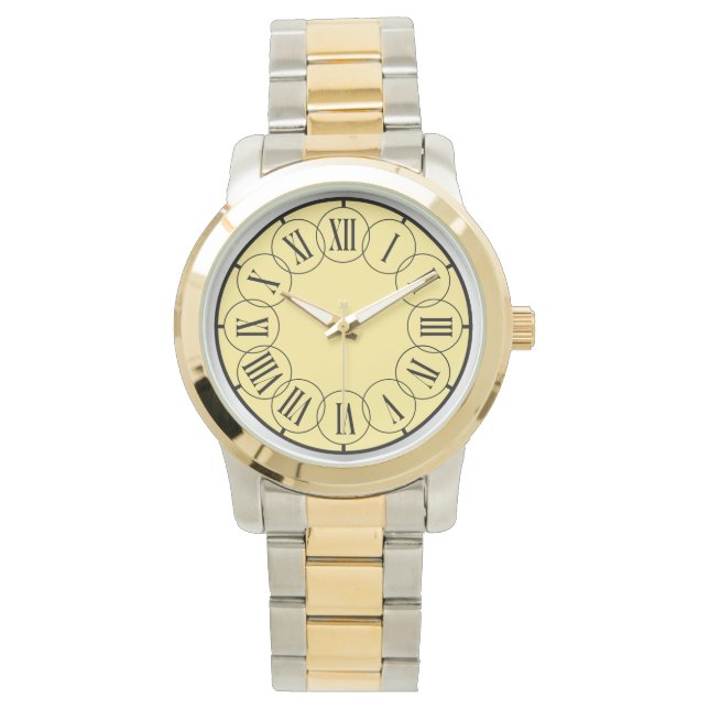 Montre Moderne Chic Numéros Romains Hommes Deux Tons  (devant)