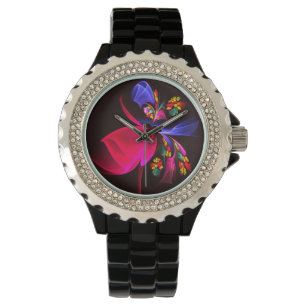 Montre Moderne coloré Floral Abstrait Art Motif #06