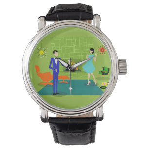 Montre moderne de couples de la moitié du siècle