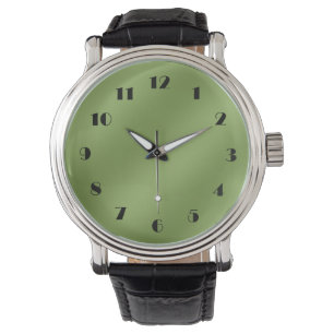 Montre Moderne mignon Solide dégradé vert motif d'onde